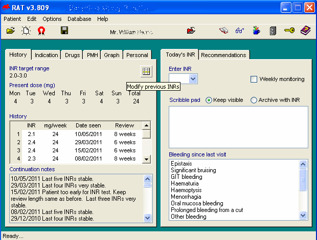 RAT:. INR Monitoring Software