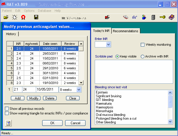 Runif Inr Programming RAT:. INR Monitoring Software