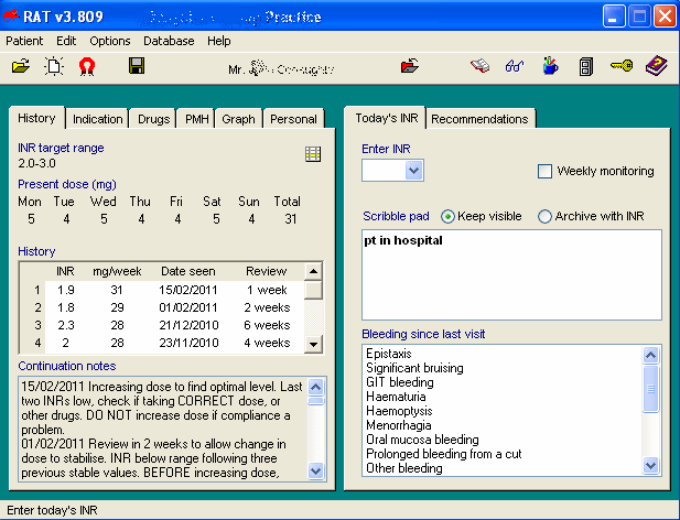 RAT:. INR Monitoring Software